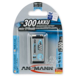 ANSMANN Piles 6F22 9V 300 mAh NiMH rechargeables (lot de 4)